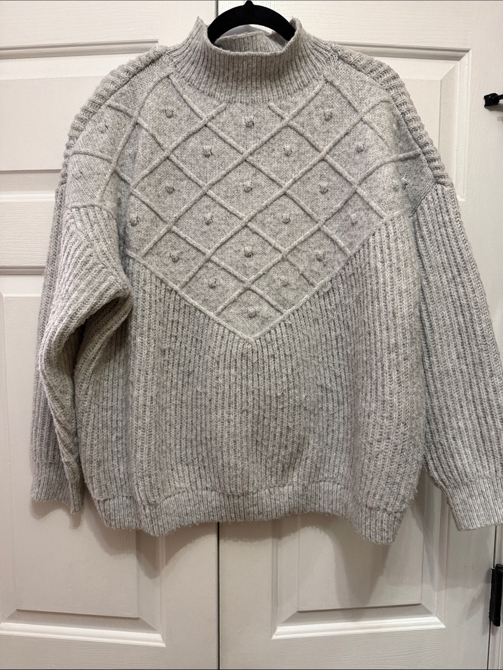 Calvin Klein Heather Gray Ribbed Mock Neck Sweater